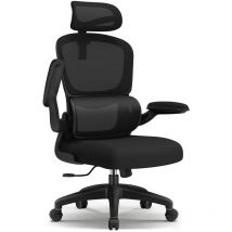 Lexzurn - Fauteuil de Bureau, Accoudoirs Pliable, Chaise de Bureau Inclinable, Dossier avec Soutien Lombaire Ergonomique, Chaise bureau en Maille,