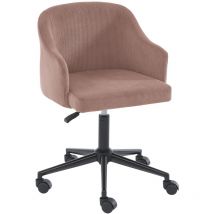 Baïta - Fauteuil de bureau barnabe en velours côtelé vieux rose