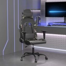 Fauteuil de bureau chaise gaming avec coussin lombaire noir et camouflage PVC multicolore DEC025900