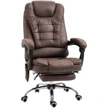 Vinsetto - Fauteuil de bureau direction massant chauffant hauteur réglable dossier inclinable repose-pied rétractable tissu technique marron
