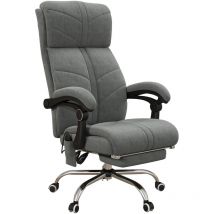 Vinsetto - Fauteuil de bureau direction massant chauffant inclinable réglable repose-pied intégré tissu toucher flanelle grise