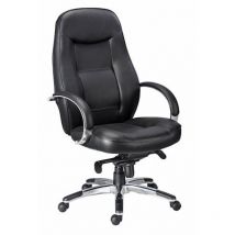 Sans Marque - Fauteuil de bureau en croute de cuir noir - Maxiburo