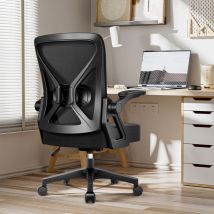 Authmic - Fauteuil de bureau ergonomique avec accoudoirs relevables, support lombaire mémoire de forme - chaise de bureau confortable et réglable,