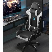 Bigzzia - Fauteuil de Bureau Ergonomique Siège Gamer avec appui-tête et oreiller lombaires - Inclinable 90 °-155 ° - Noir et Blanc