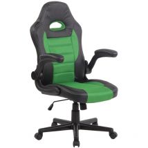 Décoshop26 - Fauteuil de bureau accoudoirs rabattables rembourrage épais en pvc et tissu mesh vert 100002509