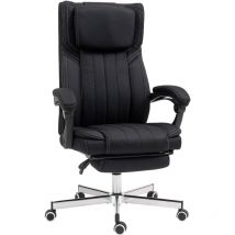 Vinsetto - Fauteuil de bureau manager grand confort repose-pied dossier inclinable accoudoirs tétière rembourrés tissu noir