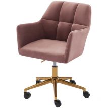Bata - Fauteuil mona en velours rose avec pieds dorés