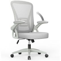 Naspaluro - Fauteuil de Bureau Ergonomique Siège - Fauteuil avec accoudoir rabattable à 90° - Support lombaire - Réglable en hauteur Gris