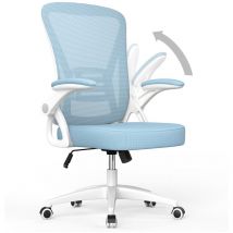 Fauteuil de Bureau - Naspaluro Ergonomique Siège - Fauteuil avec accoudoir rabattable à 90° - Support lombaire - Réglable en hauteur Bleu