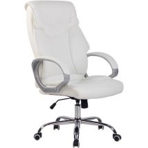 CLP - Fauteuil avec roues de bureau recouvertes de couleurs de haute qualité de haute qualité colore : Blanc