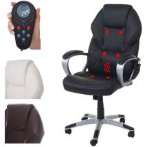 Mendler - Chaise de bureau HWC-A69, fauteuil directorial, pivotant, fonction chauffage / massage, similicuir