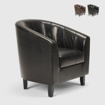 Fauteuil club en similicuir salon bureau salle d'attente design classique Seashell - Noir