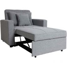 Fauteuil de couchage chaise pliante canapé-lit lit d'appoint relaxation surface de couchage 103x197 cm en tissu gris clair 040006248