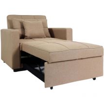 Fauteuil de couchage chaise pliante canapé-lit lit d'appoint relaxation surface de couchage 103x197 cm en tissu taupe 040006250