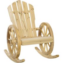 Outsunny - Fauteuil de jardin à bascule Adirondack style rustique chic accoudoirs roues charette bois pré-huilé