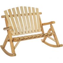 Fauteuil de jardin Adirondack à bascule 2 places rocking chair style néo-rétro assise dossier ergonomique bois naturel de pin