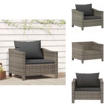 Fauteuil de jardin avec coussin Gris Résine tressée - Fauteuil De Jardin - Salon De Jardin - Meubles De Jardin - Chaise De Jardin - Résine Tressée