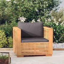 Fauteuil De Jardin Fauteuil De Relaxation Fauteuil Salon Avec Coussins Gris Foncé Bois De Teck Massif 18819