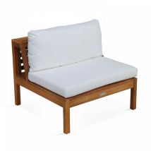 Fauteuil de jardin bas en bois d'eucalyptus écru