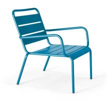 Oviala - Fauteuil de jardin bas relax acier bleu pacific - Palavas