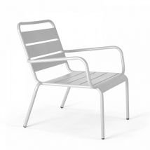 Oviala - Fauteuil de jardin bas relax acier blanc - Palavas