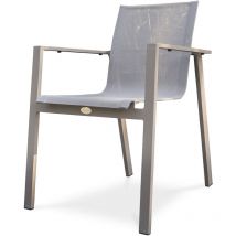 Dcb Garden - zahara - Fauteuil de jardin empilable en aluminium et toile plastifiée taupe