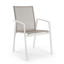 Bizzotto - Chaise de jardin avec accoudoirs Cruise blanc - Dimensions: 57 cm x 57 cm x 87.5 cm