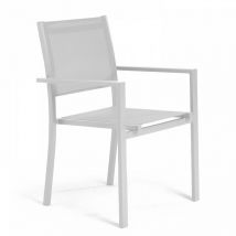 Fauteuil de jardin aluminium et textilène blanc