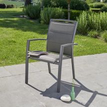 Fauteuil de jardin en aluminium et textilène gris