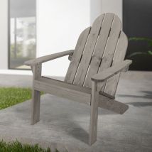 Fornord - ecd Germany Chaise de Jardin Adirondack, en Bois Massif de Pin/Épicéa, 92,5x69,5x89 cm, Gris Délavé, Dossier Confortable, avec Accoudoirs