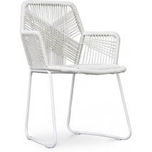 Privatefloor - Chaise d'extérieur avec accoudoirs - Chaise de jardin - Multicolore - Frony Blanc