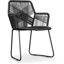 Privatefloor - Chaise d'extérieur - avec accoudoirs - Chaise de jardin - Frony Noir