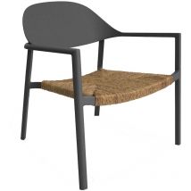 Fauteuil lounge empilable - bage - Aluminium époxy graphite - Assise wicker noir - Proloisirs