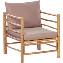 Beliani - Fauteuil de Jardin Moderne Rustique en Bambou avec Dossier et Coussins Extérieur Taupe Cerreto