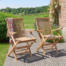 Berah Getah - Fauteuil de jardin en teck massif pliant (lot de 2)