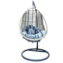 Petits-meubles - Fauteuil de jardin suspendu avec structure Santorin Blanc et coussin Gris