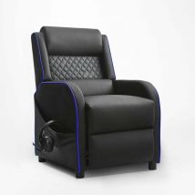 Le Roi Du Relax - Fauteuil gaming inclinable ergonomique avec repose-pieds en similicuir Challenge - Bleu