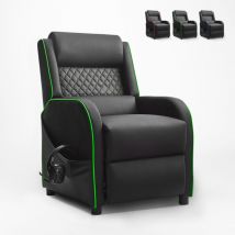 Le Roi Du Relax - Fauteuil gaming inclinable ergonomique avec repose-pieds en similicuir Challenge - Vert foncé