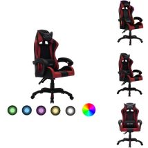 Fauteuil de jeux vidéo avec led rvb Bordeaux et noir Similicuir - Chaise De Course - Chaises De Course - Chaise Avec Lumière led - Chaises Avec