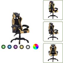 Fauteuil de jeux vidéo avec led rvb Doré et noir Similicuir - Chaise De Course - Chaises De Course - Chaise Avec Lumière led - Chaises Avec Lumières