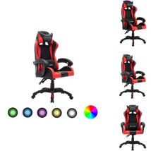 Fauteuil de jeux vidéo avec led rvb Rouge et noir Similicuir - Chaise De Course - Chaises De Course - Chaise Avec Lumière led - Chaises Avec Lumières