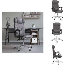 Fauteuil de massage inclinable de bureau Gris Similicuir - Chaise De Bureau - Chaise Ergonomique - Fauteuil De Bureau - Fauteuil Massant - Chaise