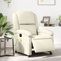Torana - Fauteuil de massage inclinable électrique crème similicuir