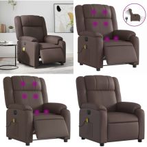 Fauteuil de massage inclinable électrique marron similicuir - Fauteuil Relaxant - Fauteuil Massant - Chaise Inclinable Électrique - Fauteuil