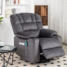 Wishdor - Fauteuil relax Fauteuil de massage réglable électrique, canapé inclinable en tissu de salon avec 2 porte-gobelets, poches latérales et