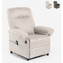 Le Roi Du Relax - Fauteuil relax inclinable avec port usb et repose-pieds Noemi - Gris