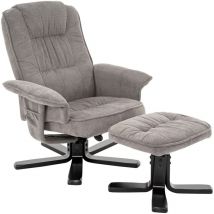 Idimex - Fauteuil de relaxation avec repose-pieds charly, en tissu gris/noir