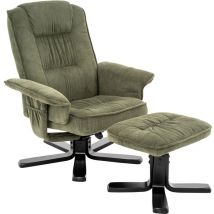 Idimex - Fauteuil de relaxation avec repose-pieds charly, en velours côtelé vert/noir