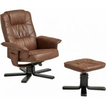 Idimex - Fauteuil de relaxation avec repose-pieds charly, en tissu brun et pieds noir