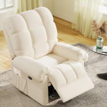 Elektrischer Relaxsessel Mit Fußstütze, Teddy-samt-loungesessel, Verstellbarer Freizeitsessel, Usb, Antistatisch, Komfort, Beige